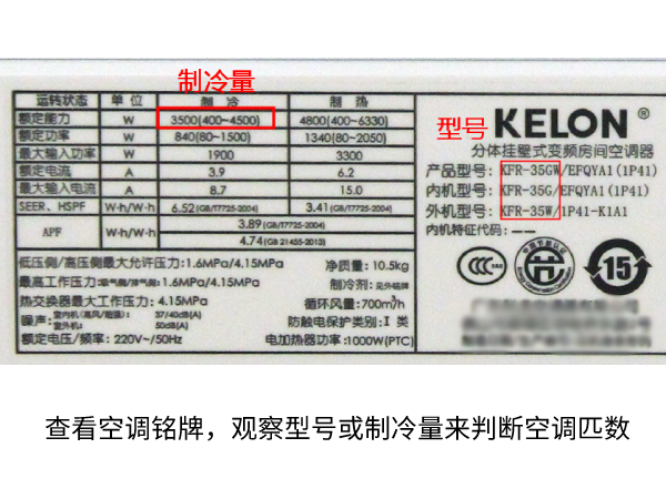 空调怎么看匹数